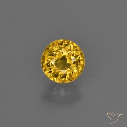 0.67ct 자연스러운 골든 사파이어, 둥근, VVS