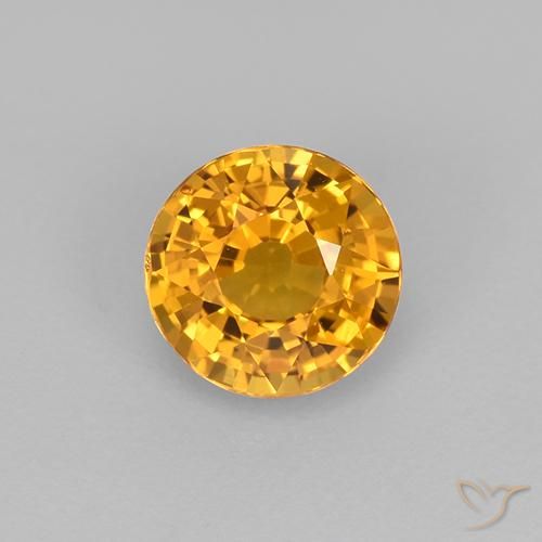 0.83ct 자연스러운 딥 골든 오렌지 사파이어, 둥근, VVS-VS
