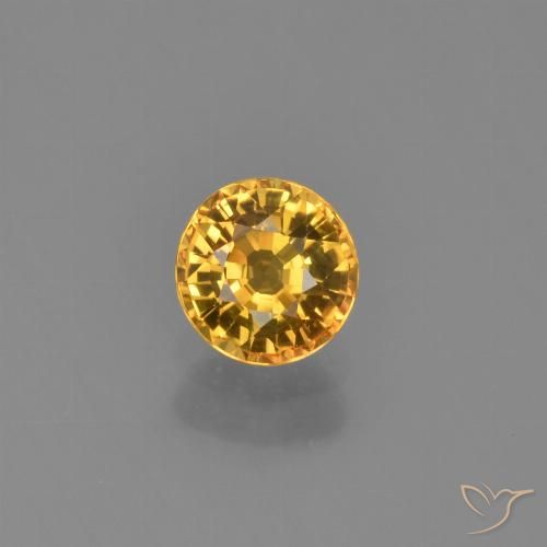 0.62ct 자연스러운 딥 골든 오렌지 사파이어, 둥근, VVS-VS