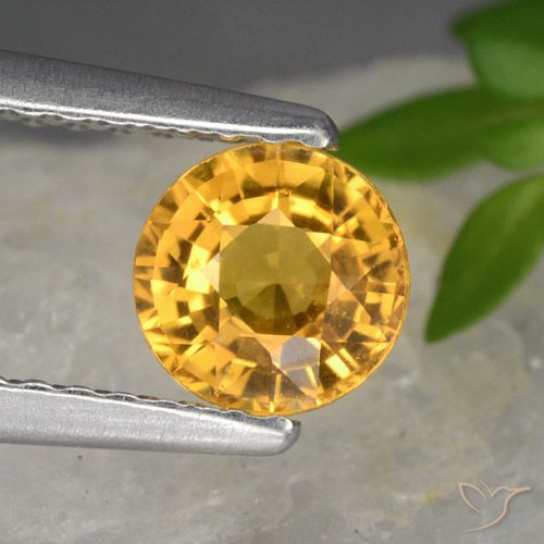 0.83ct 자연스러운 다크 골든 사파이어, 둥근, VVS