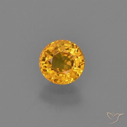 0.76ct 자연스러운 딥 골든 오렌지 사파이어, 둥근, VVS