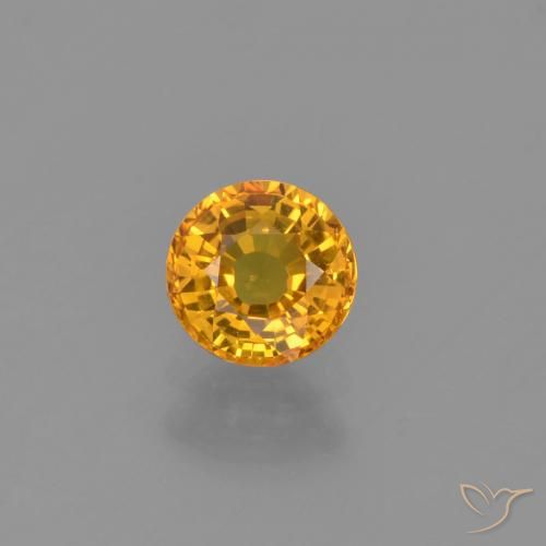 0.66ct 자연스러운 딥 골든 오렌지 사파이어, 둥근, VVS-VS