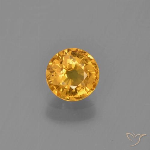 0.73ct 자연스러운 딥 골든 오렌지 사파이어, 둥근, VS