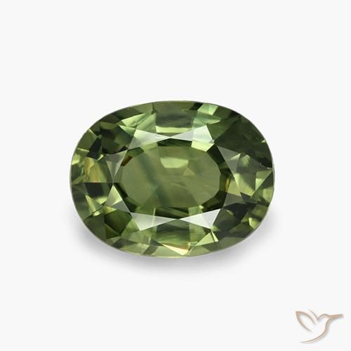 4.09ct 자연스러운 미디엄-다크 그린 사파이어, 타원형, VVS-VS