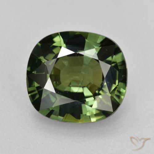 4.12ct 자연스러운 딥그린 사파이어, 방석, VVS-VS