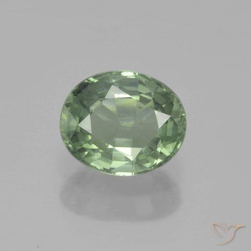 0.88ct 자연스러운 라이트 포레스트 그린 사파이어, 타원형, VS