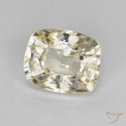 1.24ct 자연스러운 연노랑 사파이어, 방석, VVS-VS