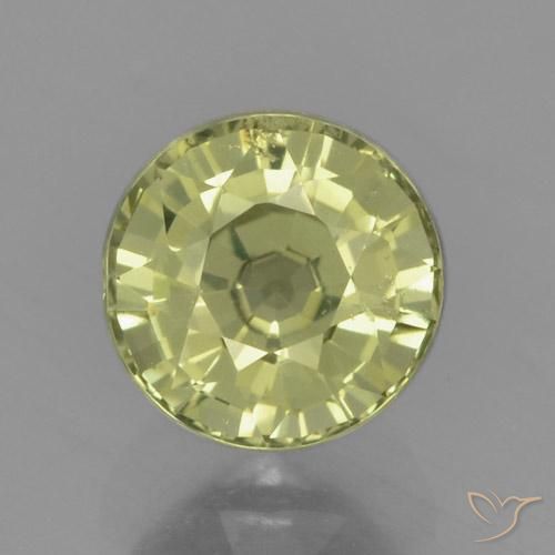 0.84ct 자연스러운 녹황색 사파이어, 둥근, VS