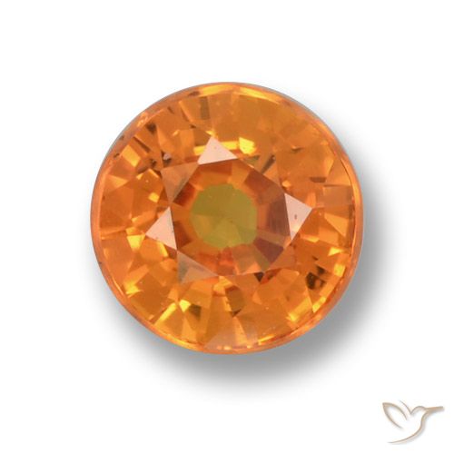 0.70ct 자연스러운 밝은 주황색 사파이어, 둥근, VVS-VS