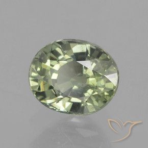0.91캐럿 천연 Medium Light Green 사파이어, 타원형, VS