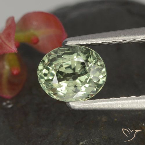 0.85ct 자연스러운 연한 초록색 사파이어, 타원형, VVS-VS