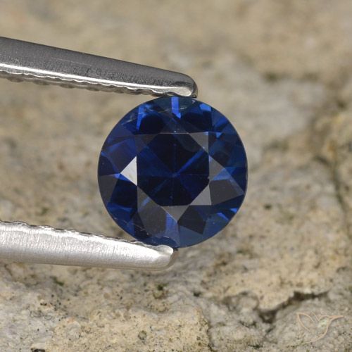 0.58ct 자연스러운 진한 파란색 사파이어, 둥근, VVS-VS