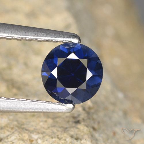 0.64ct 자연스러운 네이비 블루 사파이어, 둥근, VVS