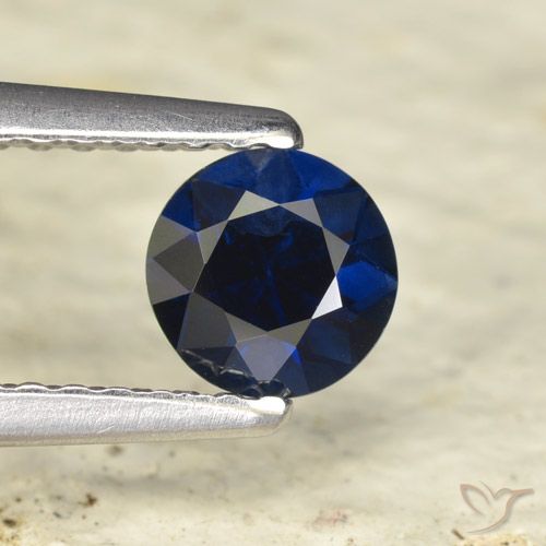 0.54ct 자연스러운 진한 파란색 사파이어, 둥근, VVS-VS