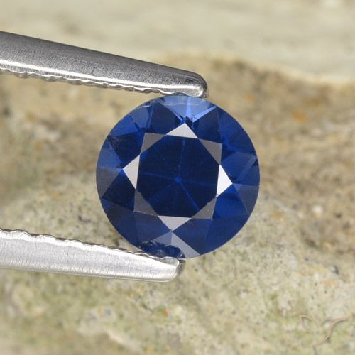 0.62ct 자연스러운 네이비 블루 사파이어, 둥근, VVS-VS