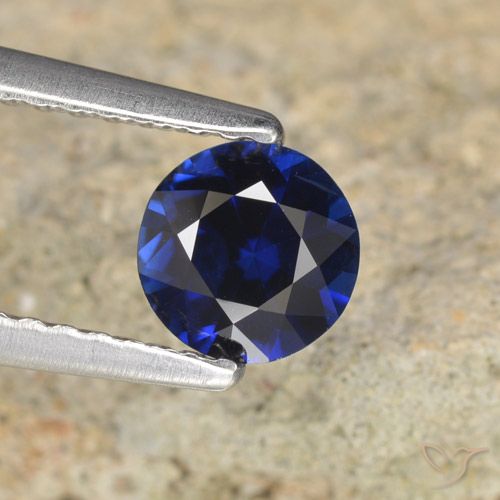 0.68ct 자연스러운 진한 파랑 사파이어, 둥근, VVS-VS