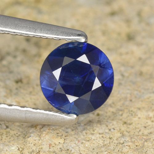 0.57ct 자연스러운 진한 파란색 사파이어, 둥근, VS