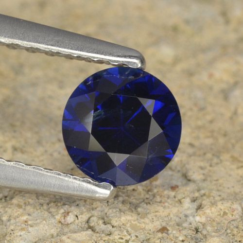 0.60ct 자연스러운 진한 파랑 사파이어, 둥근, VS