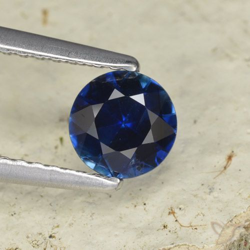 0.70ct 자연스러운 진한 파란색 사파이어, 둥근, VVS-VS