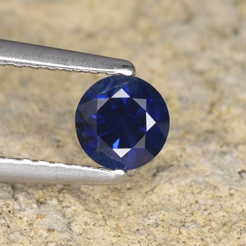 0.57ct 자연스러운 진한 파란색 사파이어, 둥근, VVS-VS