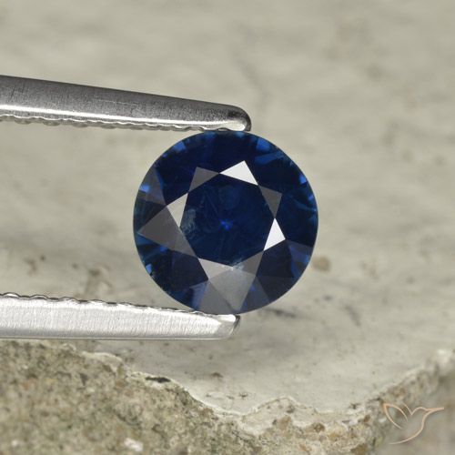 0.74ct 자연스러운 진한 파란색 사파이어, 둥근, VVS-VS