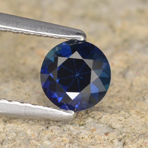 0.60ct 자연스러운 진한 파란색 사파이어, 둥근, VVS-VS