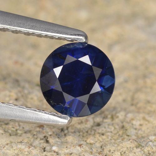 0.62ct 자연스러운 진한 파란색 사파이어, 둥근, VVS-VS