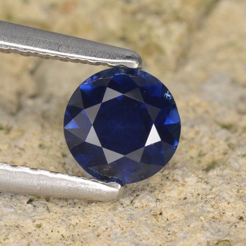 0.55ct 자연스러운 진한 파랑 사파이어, 둥근, VVS-VS