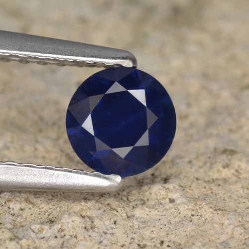 0.56ct 자연스러운 진한 파란색 사파이어, 둥근, VVS