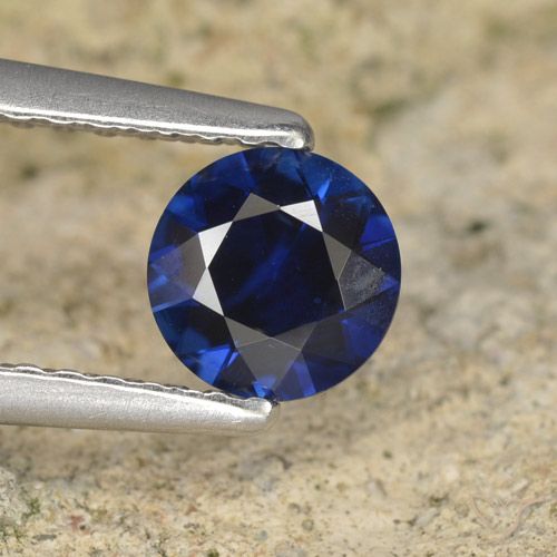 0.59ct 자연스러운 진한 파란색 사파이어, 둥근, VVS