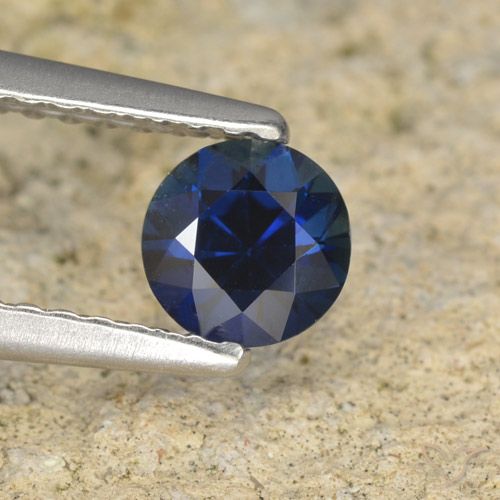 0.51ct 자연스러운 진한 파랑 사파이어, 둥근, VVS