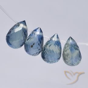 2.34캐럿 천연 라이트 블루 사파이어 보석, 브리올레트, 5.5×3.6 mm, VS