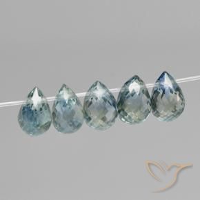 1.97캐럿 천연 미디엄 블루 그린 사파이어 보석, 브리올레트, VS