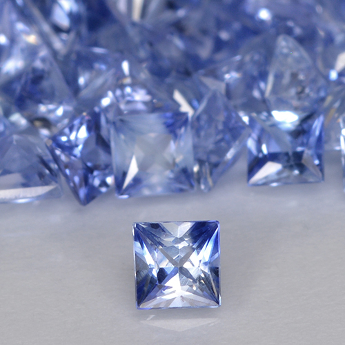 0.19캐럿 천연 일렉트릭 퍼플 블루 사파이어, 정사각형, VVS-VS