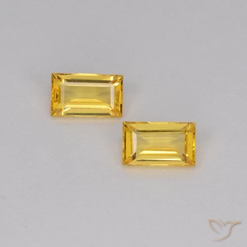 0.75ctw 자연스러운 골든 사파이어, 바게트, VS