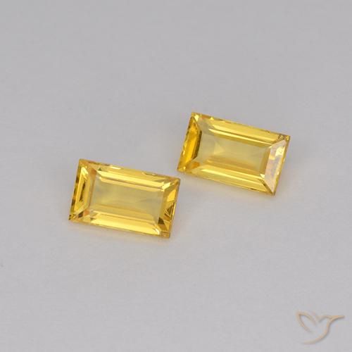 0.75캐럿 천연 골든 사파이어 보석, 바게트, VS
