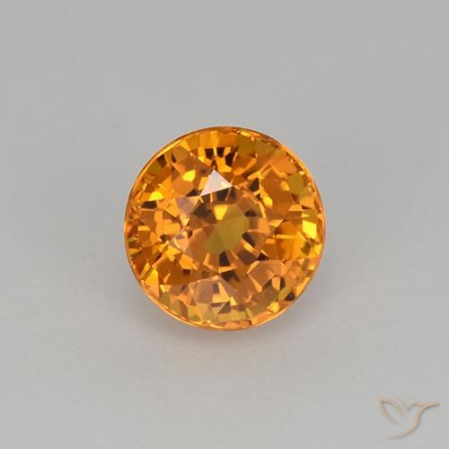 0.98ct 자연스러운 딥 오렌지-골드 사파이어, 둥근, VVS