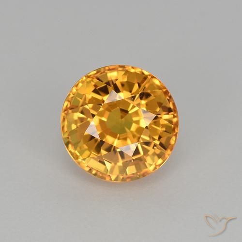 1.06ct 자연스러운 딥 오렌지-골드 사파이어, 둥근, VVS