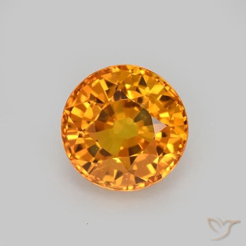 1.08ct 자연스러운 딥 오렌지-골드 사파이어, 둥근, VVS-VS