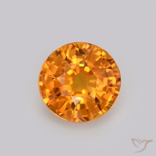 0.99ct 자연스러운 딥 오렌지-골드 사파이어, 둥근, VVS