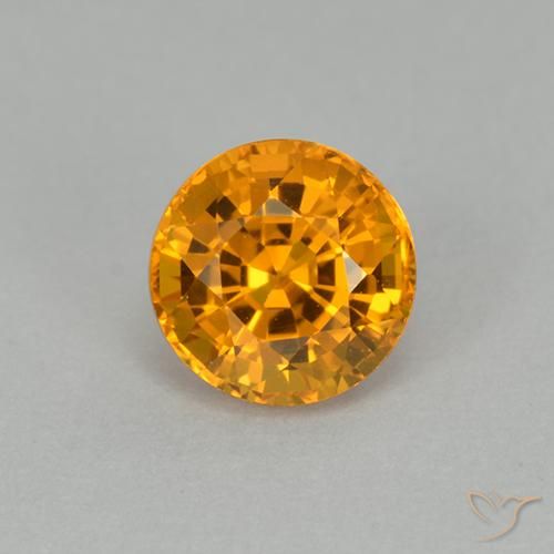 1.00ct 자연스러운 딥 오렌지-골드 사파이어, 둥근, VVS