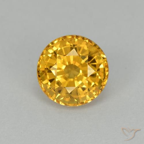 1.14ct 자연스러운 딥 골드 사파이어, 둥근, VVS