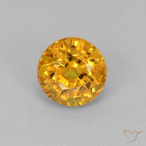 1.02ct 자연스러운 딥 골든 오렌지 사파이어, 둥근, VVS