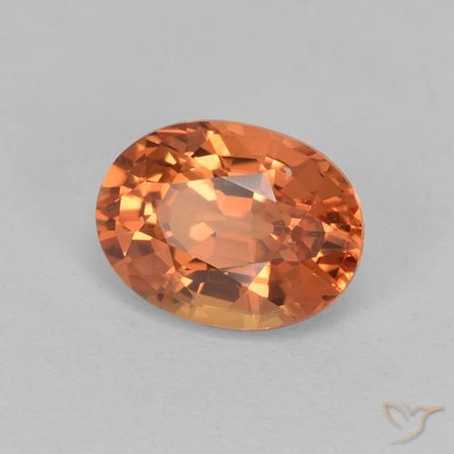 1.00캐럿 천연 따뜻한 살구 오렌지 사파이어, 타원형 컷, VVS