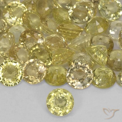 0.40ct 자연스러운 옅은 노랑 사파이어, 둥근, VS