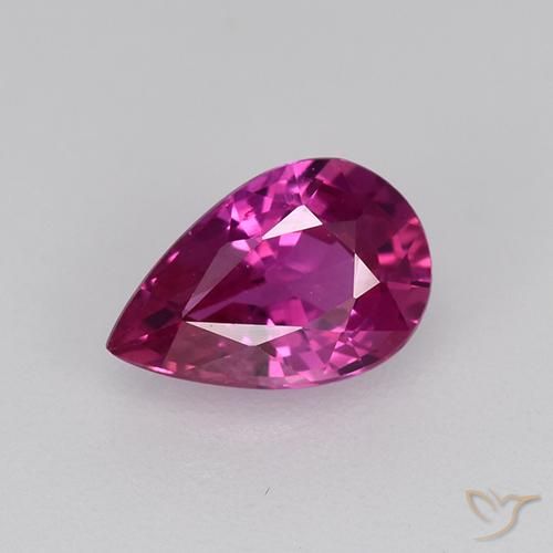 0.69ct 자연스러운 적자색 사파이어, 배 모양, VVS