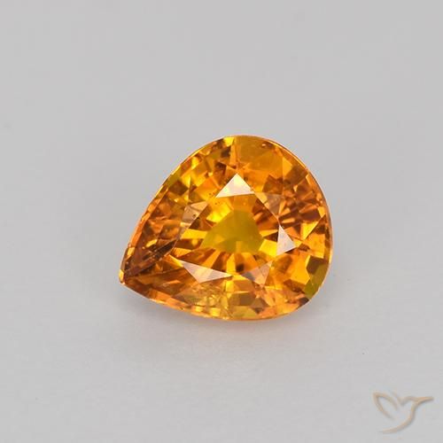 0.77ct 자연스러운 미디엄 오렌지 사파이어, 배 모양, VVS-VS