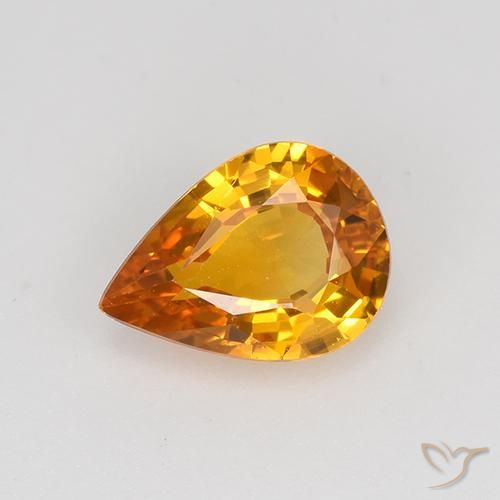 0.72ct 자연스러운 금 사파이어, 배 모양, VVS