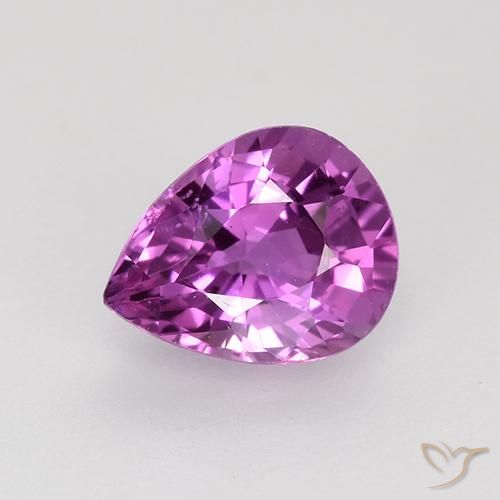 0.72ct 자연스러운 강렬한 분홍빛이 도는 보라색 사파이어, 배 모양, VVS-VS