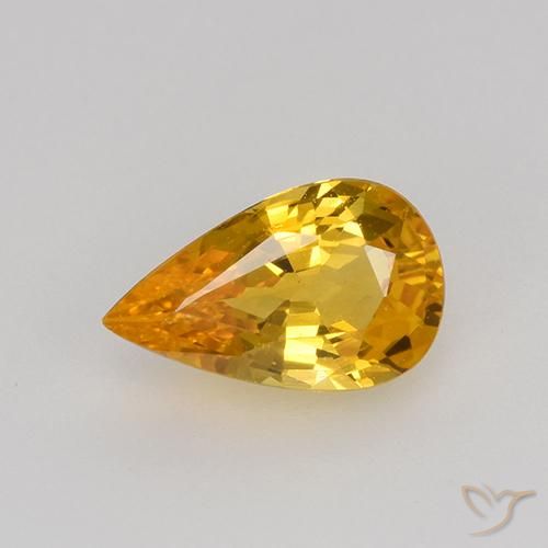0.75ct 자연스러운 딥 오렌지-골드 사파이어, 배 모양, VVS